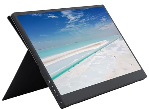 Syrisora Monitor portatile 15.6 pollici USB Computer Gaming Display Laptop Screen Extender con copertura in pelle PU per casa viaggio ufficio