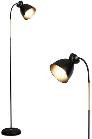 Amdelne Stehlampe Leselampe Schwarz Giraffe, Schwenkbare Stehleuchte Wohnzimmer E27 Fassung max. 60W, Höhe 159cm, Retro Metall Standleuchte Sofa Lampe für Schlafzimmer Arbeitszimmer, ohne Leuchtmittel