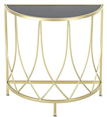 ZZBFHH Sofatisch aus Metall, Marmor-Konsolentisch, Bodenständer, Halbrunder Wandtisch, Wohnzimmer, Schlafzimmer (Farbe: A)