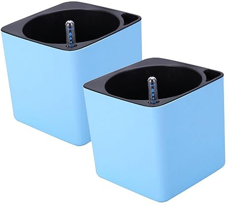 BESPORTBLE 2X Selbstbewässernder Blumentopf + 2X Wasserschalen Lazy Water Planter Großer Wasserspeicher Für Zimmerpflanzen Quadratischer Pflanzkasten Mit Wasseraufnahmeseil