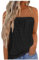 Summer Tops for Women UK Promotion Strapless Vest Tops Sleeveless Tube Bandeau Tops Casual Loose Fit Blouse Tunic T Shirts Trendy Plain T Shirt Eyelet Tees Tank Tops Clearance Black