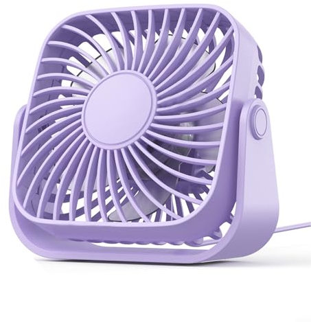 USB Desk Fan, Mini Desk Fan With 3 Speeds,360° Rotation With 5 Curved Blades Reduce Noise For Desktop Office Home Bedroom Car Outdoor Camping(purple)