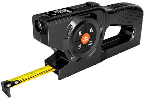 Aicevoos 3-in-1 Digitales Maßband, 196Ft Laser Entfernungsmesser mit Automatischem Verschlussband, Sofortige Digitale Ablesung, Erweiterte Laserlinie, Inkrementelle Messung und Messliste mit Speicher