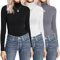 Ekouaer Women's Turtleneck Pack of Turtle Neck Tops for Women Long Sleeve Shirts Lightweight Base Layer Solid Slim Fit Tops 3PCS, Black/White/Grey, M