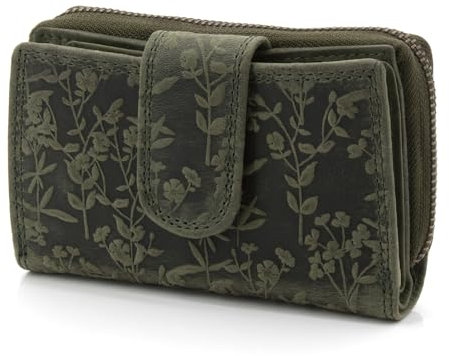 ekavale Damen Geldbörse aus weichem Leder mit RFID-Schutz - Damen-Portemonnaie (Grün)