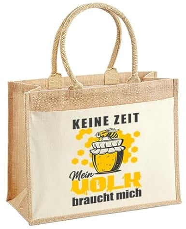 LIEBTASTISCH - Nachhaltige Jutetasche - Geschenk Verpackung für Imker - Keine Zeit, mein Volk braucht mich - Bienenzüchter - Perfekt für Transport (S (26x22x14 cm))