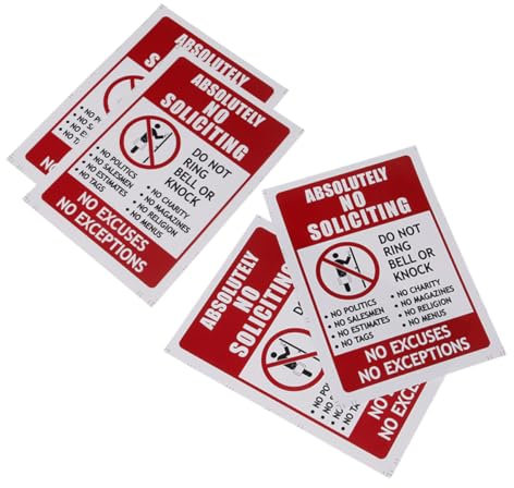 ULTECHNOVO 4pcs No Entry Sticker No Soliciting Sticker Waterproof Sticker No Solicitation Sticker Doorbell Water Proof Stickers No Solicitors Sign No Soliciting Window Cling Pvc Self-adhesive