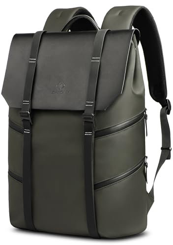 hk Laptop Rucksack Herren, Retro Schulrucksack für 15,6 Zoll Notebook Wasserdicht Anti-Diebstahl Tagesrucksack Damen Business Backpack für College Arbeit Reise, Grün