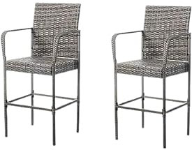 Modernes Barhocker-Set aus Rattan, Rattan, 2-teilig, für den Außenbereich, Terrasse, Garten oder Pool