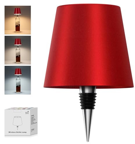 SOUDFK Wireless Bottle Lamp,2025 New 3 Color Rechargeable Wine Bottle Lights for Bars Restaurants (Wine red, 1PC)