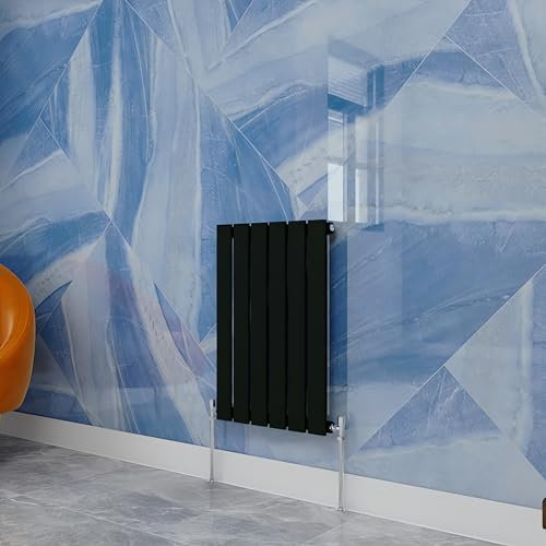 Central Heating Radiator,600x408mm Black Horizontal Flat Single Panel Column Energy-efficient for Morden Multi-Scene
