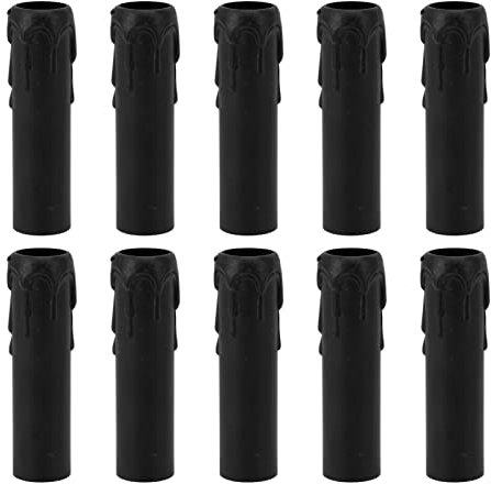 Gsycle 10 Stcs Kronleuchter Kerzenhülsen, 4 Zoll E14 Wachs Drop Vintage Kerzenhülsen Kronleuchter Kerzenabdeckungen Kronleuchterteile Ersatz (Schwarz)