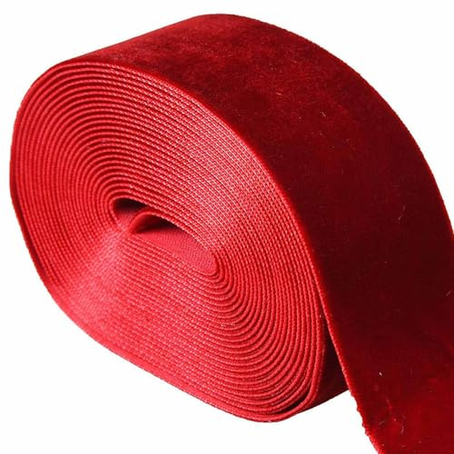 Euvoym 5 Yards Wine Red Velvet Ribbon Vintage Velvet Ribbon Christmas Ribbon for Holiday Festival Birthday Gift Wrapping Bows Making (Wine Red, 2.5cm)