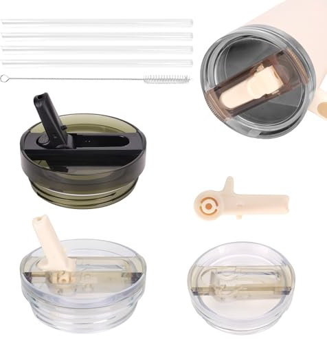 2 Pièces Couvercle Stanley Cup Etanche, 30 oz Stanley Cup Accessoires avec 4 Pailles et 1 Brosse De Nettoyage