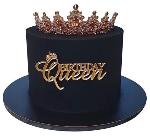Birthday Queen Cake Topper, Acrylic Gold Happy Queen Birthday Cake Decoration Women Girls Birthday Queen Cake Topper Valentine's Day Mother's Day Cake Decoration (GOLD)
