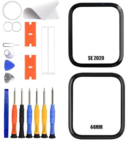 ERYNK Set di ricambio per Apple Watch Series SE (2022) da 44 mm, con adesivo OCA, senza schermo LCD