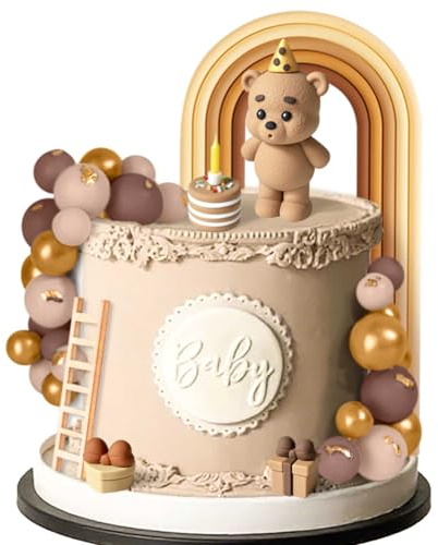 Teddybär Tortendeko Taufe Junge Kuchen Dekor Mädchen Jahr Braun Tortendeko | Teddybär Tortendeko Taufe Junge Kuchen Dekor Mädchen 1 Jahr Braun Tortendeko Teddybär Kuchen Dekoration für Geburtstag Party