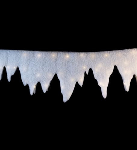 Riffelmacher 68593 Guirnalda de carámbanos con 40 ledes, 100 × 30 cm, color blanco, guirnalda invernal para ventanas y paredes, decoración navideña con efecto de luz