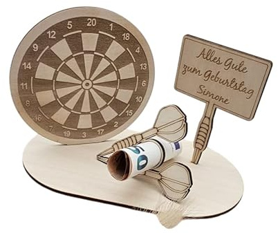 Personalisiertes Geldgeschenk | Geschenk Dartfreund | Geschenk zum Geburtstag | Geldscheinhalter Holz