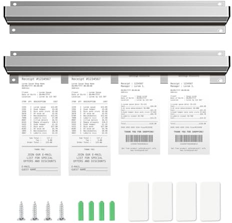 TYFYH 2 Stück 40 cm Bonhalter Gastronomie Bonschiene Aluminiumlegierung Tab Grabber Selbstklebend Bon Klemmleiste Gastronomie Klemmleiste für Bar Büro Bestellung Ticket