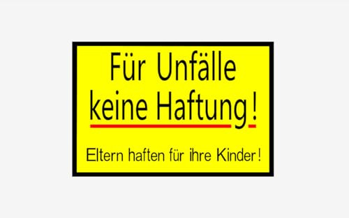 Schild Für Unfälle keine Haftung 20 x 30cm hergestellt aus • PVC Hartschaum Weiß • Aluverbund 3mm • 100% Made in Germany (PVC 3mm, Material:)