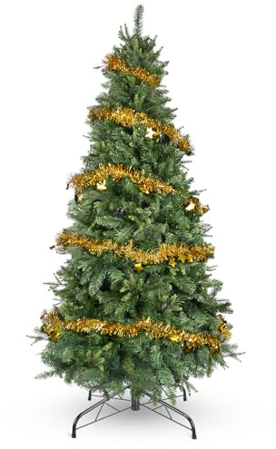 YEAUPE PRO Albero di Natale artificiale da 165 cm con 800 punte, PVC + PE | Base in metallo robusto con nastro decorativo da 9 m incluso | Per uso interno ed esterno
