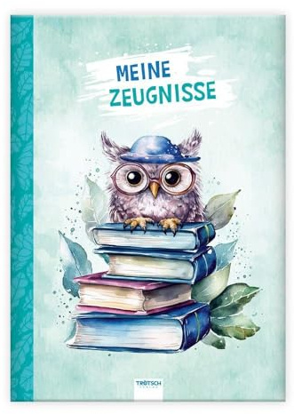 TRÖTSCH - Zeugnismappe A4 wattiert Eule: Geschenkidee zum Schulstart Einschulung Geschenk
