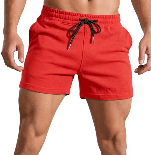 Short de Course de 3 Pouces pour Hommes, Short d'entraînement Physique, de Musculation, Short de Sport en Coton Respirant Rose 2XL