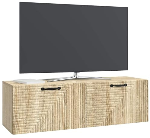 vidaXL Wandmontierter TV-Schrank Sonoma-Eiche 98 x 31 x 30 cm, Wohnzimmer, moderner rechteckiger Stauraum, wandmontierte Medienkonsole, platzsparendes Möbel für Dein Zuhause