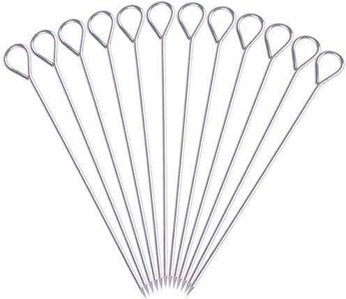 HONSHEN 8 Inch Stainless Steel Skewers,Roast goose needle Barbecue Skewers, BBQ Skewers, Shish Kebab Kabob Skewers 12 pcs
