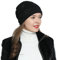 DonDon Mütze Damen Wintermütze Slouch Beanie gefüttert mit Stern Glitzersteinen - schwarz