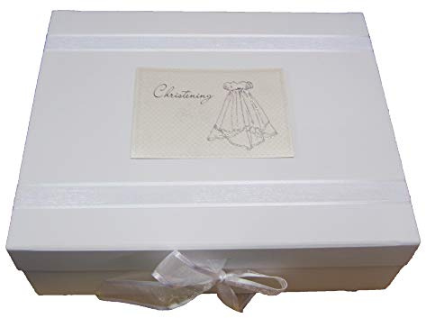 White Cotton Cards CSG2X Aufbewahrungsbox für Taufe, Motiv Christen Gown, groß