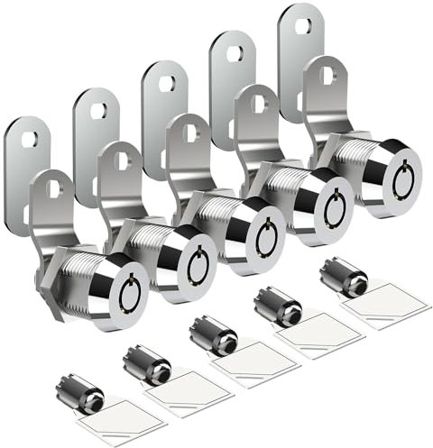 EG STARTS 5X Arcade Machine Cash Box Tool Box Tub Lock Cam Cabinet Atom avec 5 Mêmes Clés pour Jeux Jamma Mame Kit Pièces (Serrure Courte)