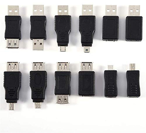 AWEHIRU Adaptateur électronique Pack de 12 convertisseurs Multiples Mini USB mâles Femelles, Résoudre Les Problèmes De Connexion,