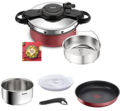 Tefal Ingenio All-In-One - Batería de cocina (8 p, cacerola, antiadherente, cacerola de acero inoxidable, cesta de vapor, tapas, asa, fieltro, 7 estilos de cocción, saludable, apilable, inducción