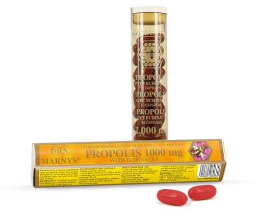 Marnys Propóleo con Equinácea Defensas y Respiración Durante los cambios Estacionales, Propóleo 1000 Mg, 30 Cápsulas