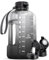AQUAFIT 2 Litre Water Bottle with Straw - Water Bottles 2L with Time Marker - Half Gallon Big Bottle with Straw - Large Bottle For Gym - Grey Fade, 2 Lids