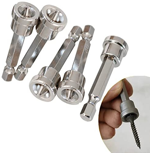 5pcs/Set Magnetic Positioning Screwdriver Bits, Head Woodworking Screw Hex Shank Positioning Bit Batch Head Anti-Skid Magnetic Ring 25mm/50mm Tool (50mm)