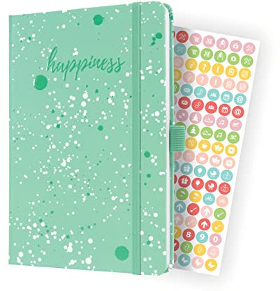 SIGEL J3303 Wochenkalender Jolie 2023 - Green Happiness - ca. A5 - grün - Hardcover - Gummiband, Stiftschlaufe, Einstecktasche - 174 Seiten - FSC-zertifiziert - Terminplaner