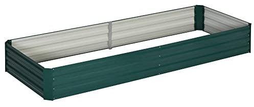 Outsunny Jardinière extérieur Carré Potager de Jardin dim. 241L x 90l x 30H cm tôle d'acier ondulée Vert foncé