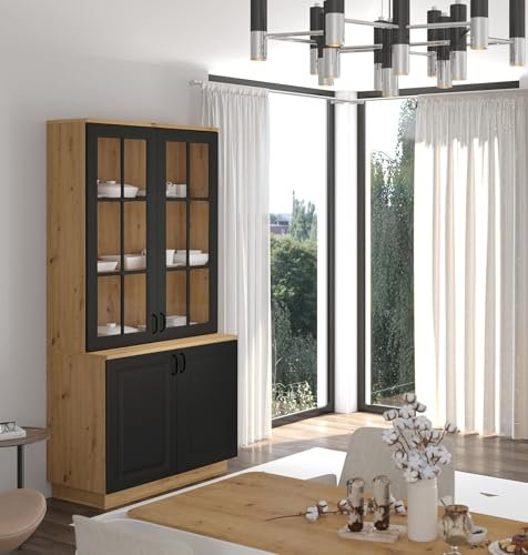 Küchenbuffet Stilo 100 cm Esszimmer Landhaus Grau Eiche Artisan Buffet Küche