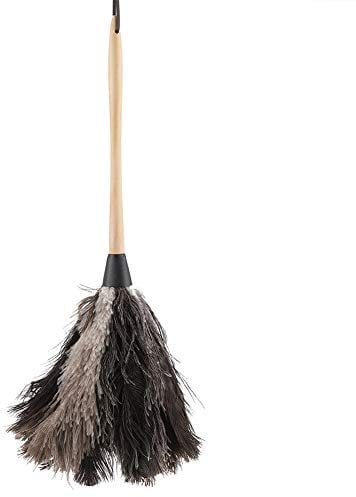 Handmade Feather Duster, Shoehorn Duster 57 cm Handpicked Collection Redecker Feather Duster with Ostrich Feathers Beech Wood Handle for Home car Office Blinds dust and Cobwebs
