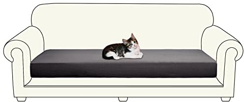 Jaotto Sofa Sitzkissenbezug Stretch 3 Sitzer Sofabezug Stretch L-Form Sofa Kissenbezüge Separater rutschfest Jacquard Universal Sofa Überzug Für Sofa Sitzkissen Sofa Cover(3 Vergrößerter,Grau)