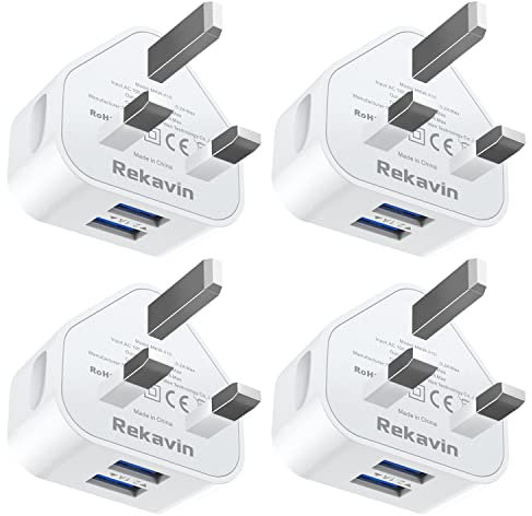 USB Plug Charger 4 Pack, Dual Port Mains Charger 5V/2.1A Multi USB Wall Plug Fast Charging for iPhone 14 Pro Max 13 12 11 XS XR X 8 7 6, and More Android Phones