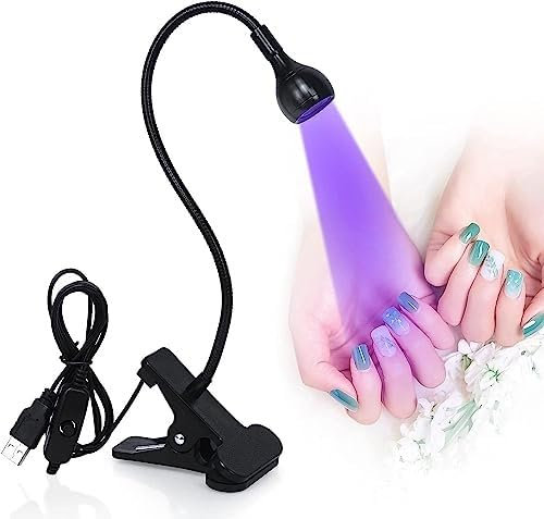 Phomanttonary 3W Led Lamp de polymérisation de Colle UV avec Tête Ajustable, Ultraviolette pour Convient pour la manucure doigts secs