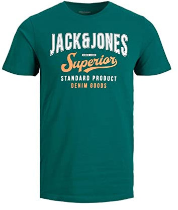 JACK & JONES Herren Rundhals T-Shirt JJELOGO - Regular Fit - S M L XL XXL, Größe:M, Farbe:Storm 12220500