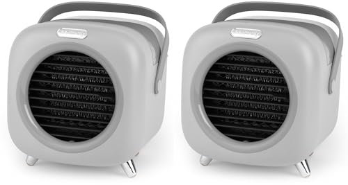 Beldray COMBO-8289 2 in 1 Climate Cube Set of 2, Personal Space Heater and Air Cooler with 500ml Water Tank, Carry Handle, 2 Speed Settings, Adjustable Temperature Control, For All Seasons, 600W, Grey