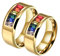 Ringe Verlobung, Eheringe Gold Edelstahl Lgbt mit Regenbogen-Zirkonia für Paar Valentinstag