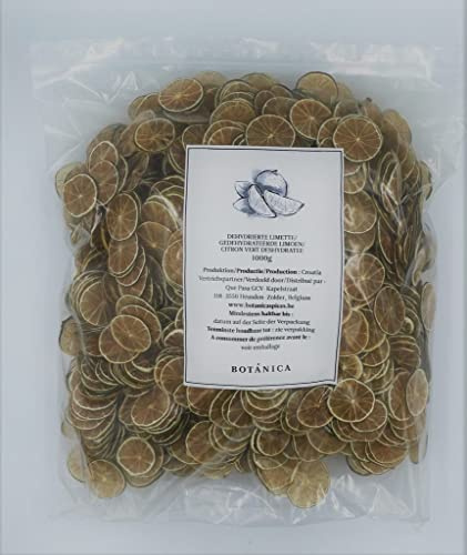 Getrocknete Fruechte, Getrocknete Limette fuer Gin Cocktail, Getränke Dekoration aus 100% natuerlichen Zutaten, ohne Zucker Zusatz, Geschenk Gin Kit Scheiben 1 kg