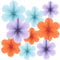 SUNBEAUTY Paper Flowers Decorations for Wall Paper Fans Classroom Decoration Paper Floral Backdrop Decor Paper Fans Decoration Hanging Paper Fans Blue Orange Flower Wall Decor,Set of 9 (Blue&Orange)